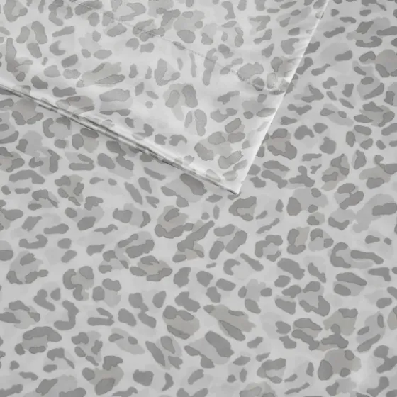 Gray Leopard Print Satin 4-Pc. Queen Sheet Set-Kirkland's Home Discount
