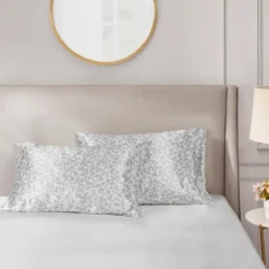 Gray Leopard Satin King 2-Pc. Pillow Case Set-Kirkland's Home Outlet