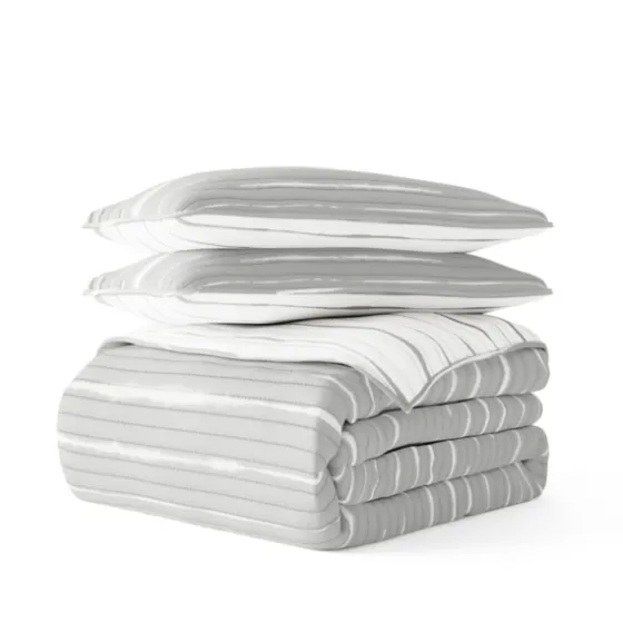 Gray Linear Reversible 3-Pc. King Quilt Set-Kirkland's Home Store