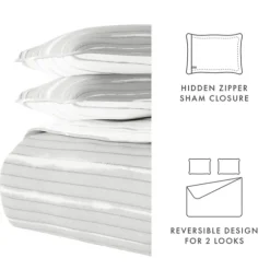 Gray Linear Reversible 3-Pc. King Quilt Set-Kirkland's Home Store