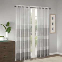 Gray Modern Stripes Curtain Panel, 95 In.-Kirkland's Home New