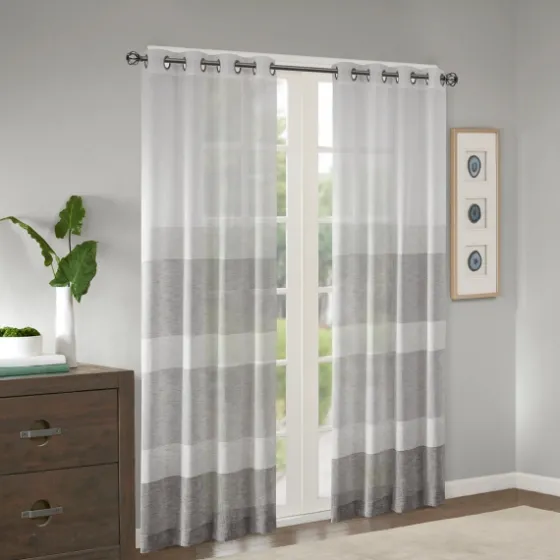 Gray Modern Stripes Curtain Panel, 95 In.-Kirkland's Home New