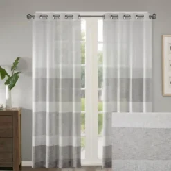 Gray Modern Stripes Curtain Panel, 95 In.-Kirkland's Home New
