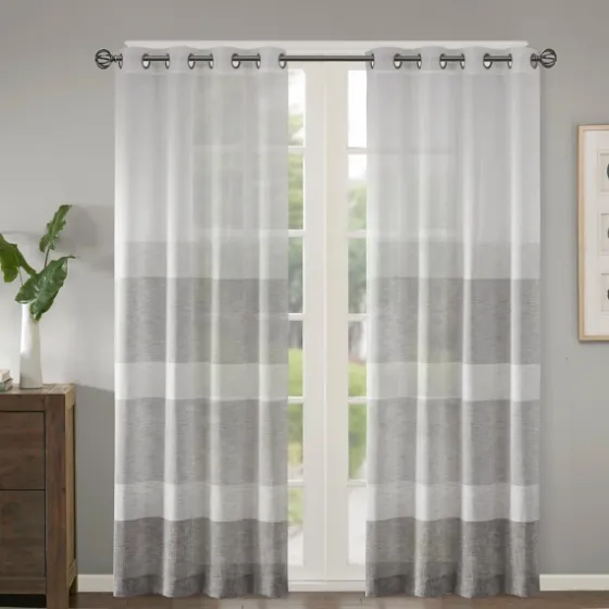 Gray Modern Stripes Curtain Panel, 84 In.-Kirkland's Home Flash Sale