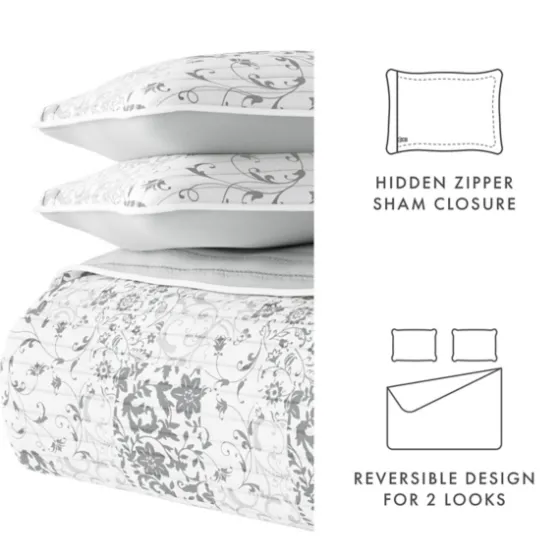 Gray Patchwork Reversible 3-Pc. Queen Quilt Set-Kirkland's Home Outlet