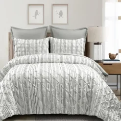 Gray Pintuck Stripe Full/Queen 5-Pc. Comforter Set-Kirkland's Home Best