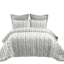 Gray Pintuck Stripe Full/Queen 5-Pc. Comforter Set-Kirkland's Home Best