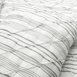 Gray Pintuck Stripe King 5-Pc. Comforter Set-Kirkland's Home Outlet