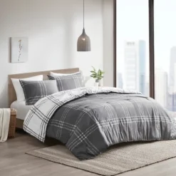 Gray Plaid Dayton 3-Pc. King Comforter Set-Kirkland's Home Best Sale