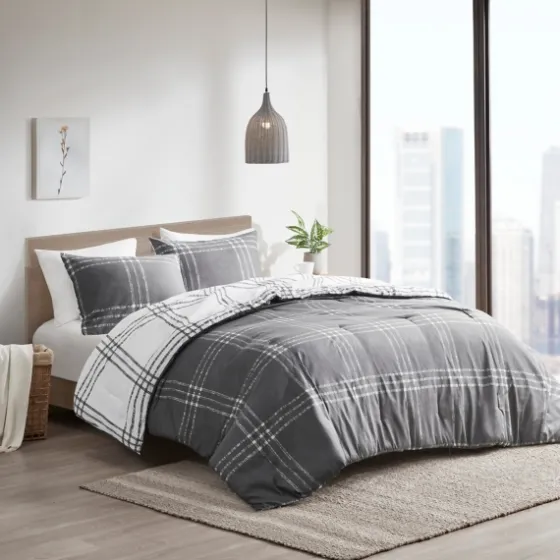 Gray Plaid Dayton 3-Pc. King Comforter Set-Kirkland's Home Best Sale