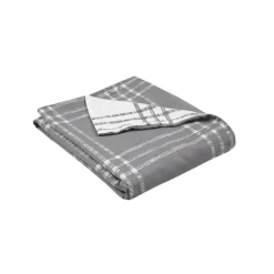 Gray Plaid Reversible 3-Pc. King Duvet Cover Set-Kirkland's Home Cheap