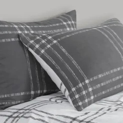 Gray Plaid Reversible 3-Pc. King Duvet Cover Set-Kirkland's Home Cheap