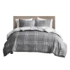 Gray Plaid Reversible 3-Pc. Queen Duvet Cover Set-Kirkland's Home Cheap