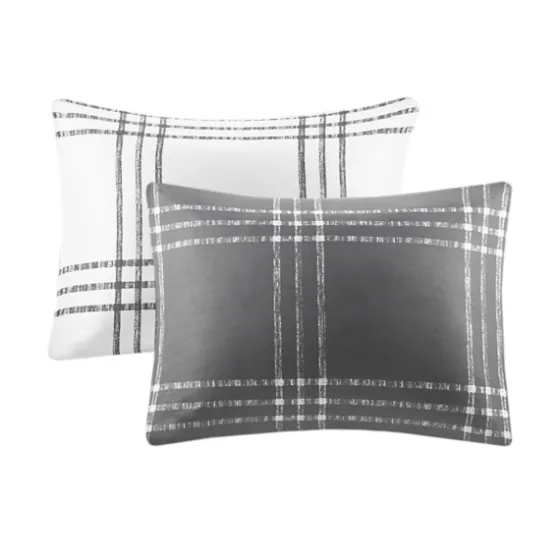 Gray Plaid Reversible 3-Pc. Queen Duvet Cover Set-Kirkland's Home Cheap
