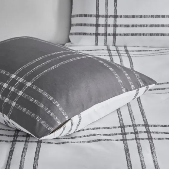 Gray Plaid Reversible 3-Pc. Queen Duvet Cover Set-Kirkland's Home Cheap