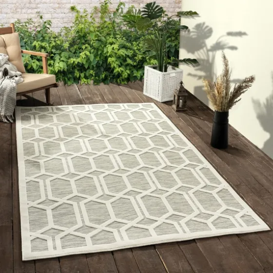 Gray Raised Honeycomb Indoor/Outdoor Area Rug, 7X9-Kirkland's Home Hot