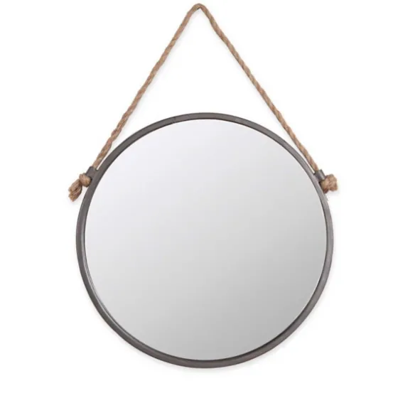 Gray Round Metal Hanging Rope Wall Mirror-Kirkland's Home Fashion