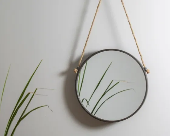 Gray Round Metal Hanging Rope Wall Mirror-Kirkland's Home Fashion