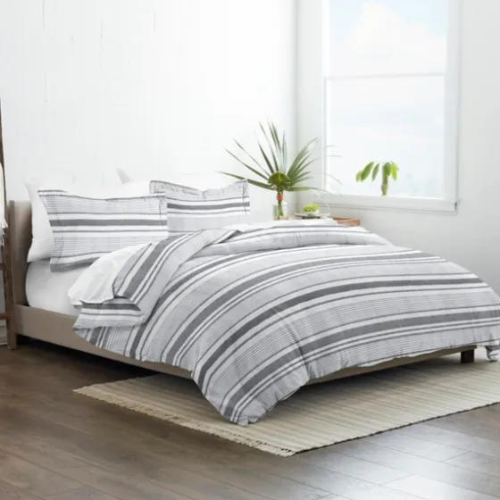 Gray Soft Striped 3-Pc. King Duvet Cover Set-Kirkland's Home Shop