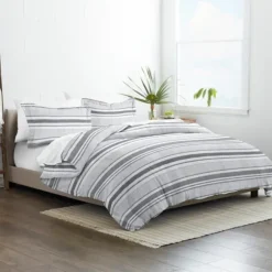 Gray Soft Striped 3-Pc. Queen Duvet Cover Set-Kirkland's Home Shop