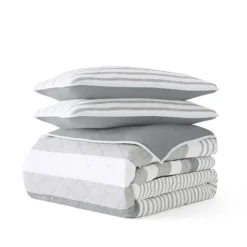 Gray Striped Reversible 3-Pc. King Quilt Set-Kirkland's Home Store