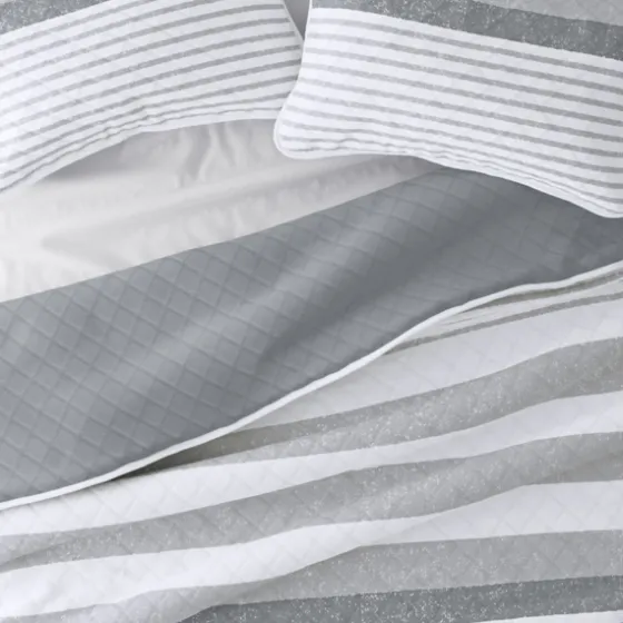 Gray Striped Reversible 3-Pc. King Quilt Set-Kirkland's Home Store