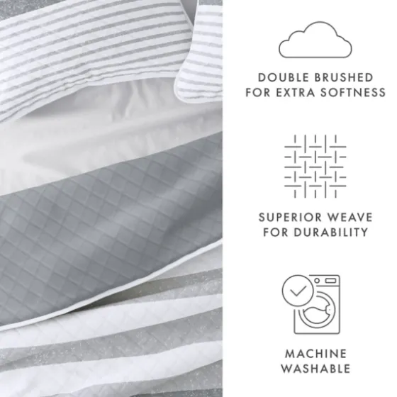 Gray Striped Reversible 2-Pc. Twin Quilt Set-Kirkland's Home New