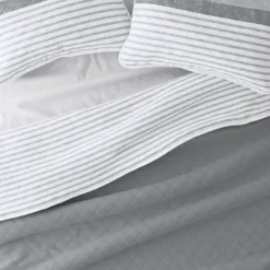 Gray Striped Reversible 3-Pc. Queen Quilt Set-Kirkland's Home Online