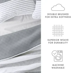 Gray Striped Reversible 3-Pc. Queen Quilt Set-Kirkland's Home Online