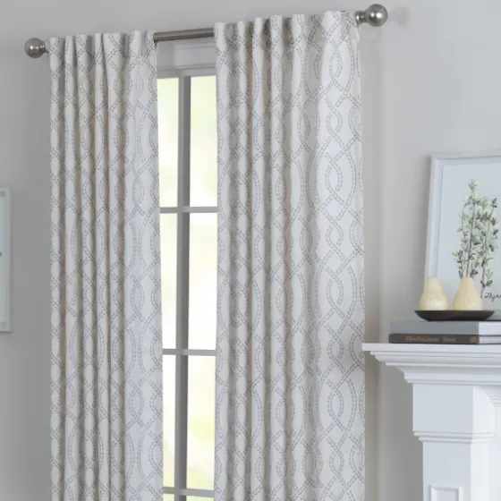 Gray Trellis Woven Single Curtain Panel, 84 In.-Kirkland's Home Store