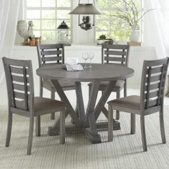 Gray Wooden Fiji Round Dining Table-Kirkland's Home Discount