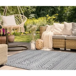 Gray Zig-Zag Ezra Indoor/Outdoor Area Rug, 7X9-Kirkland's Home Shop