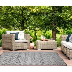Gray Zig-Zag Ezra Indoor/Outdoor Area Rug, 6X9-Kirkland's Home Cheap