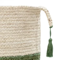 Green And Cream Woven Basket With Tassel, 19 In.-Kirkland's Home Shop