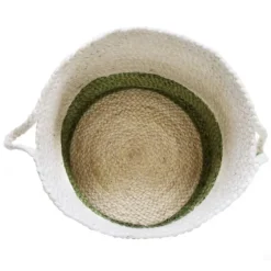 Green And Cream Woven Basket With Tassel, 19 In.-Kirkland's Home Shop