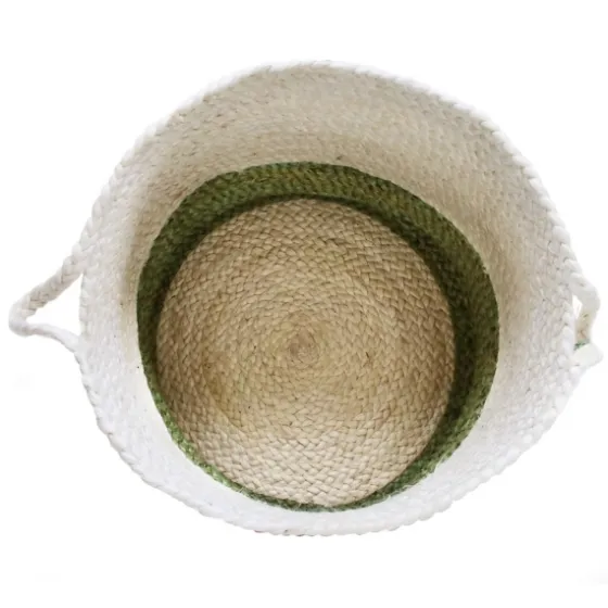 Green And Cream Woven Basket With Tassel, 19 In.-Kirkland's Home Shop