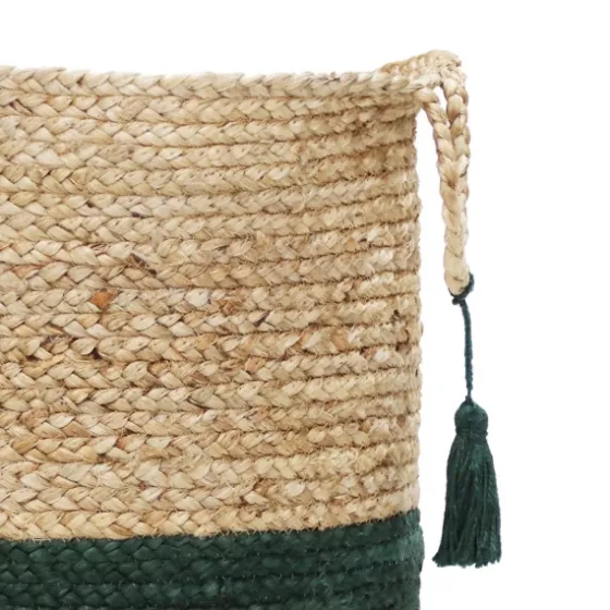 Green And Tan Woven Basket With Tassel, 19 In.-Kirkland's Home Best Sale