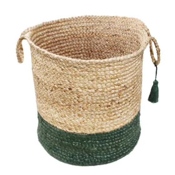 Green And Tan Woven Basket With Tassel, 19 In.-Kirkland's Home Best Sale