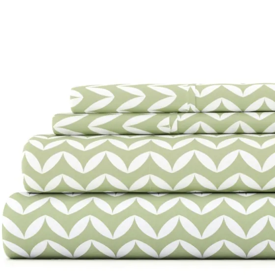 Green And White Chevron 3-Pc. Twin Sheet Set-Kirkland's Home Sale