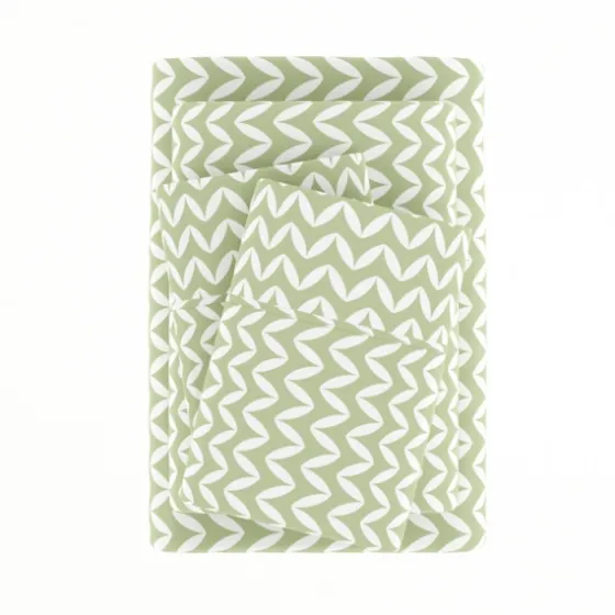 Green And White Chevron 3-Pc. Twin Sheet Set-Kirkland's Home Sale