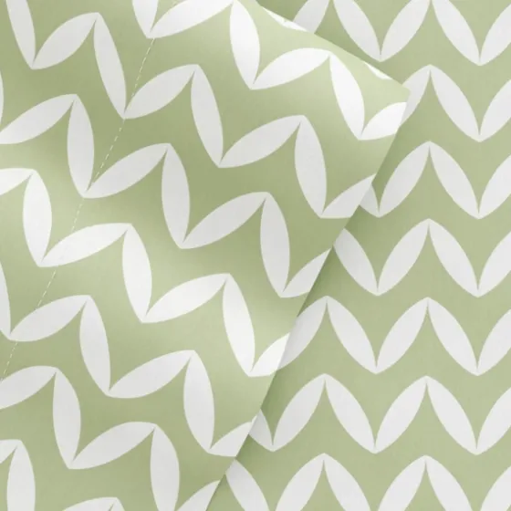 Green And White Chevron 3-Pc. Twin Sheet Set-Kirkland's Home Sale