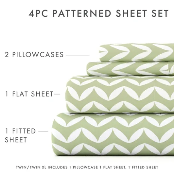 Green And White Chevron 3-Pc. Twin Sheet Set-Kirkland's Home Sale
