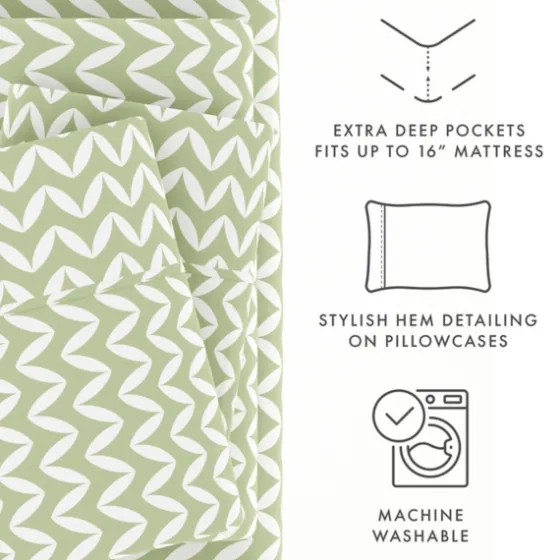 Green And White Chevron 3-Pc. Twin Sheet Set-Kirkland's Home Sale
