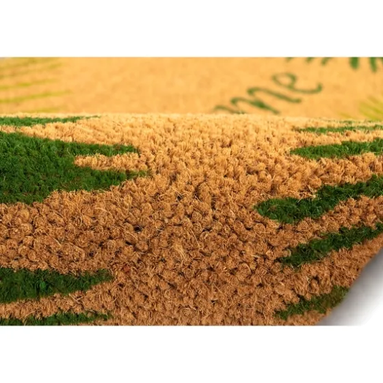 Green Palm Fronds Welcome Coir Doormat-Kirkland's Home Clearance