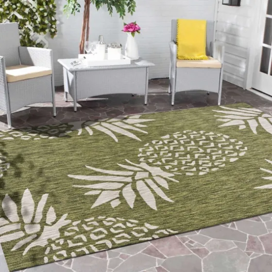 Green Pineapple Outdoor Area Rug, 7X9-Kirkland's Home Cheap
