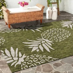 Green Pineapple Outdoor Area Rug, 7X9-Kirkland's Home Cheap