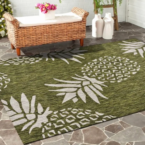 Green Pineapple Outdoor Area Rug, 7X9-Kirkland's Home Cheap
