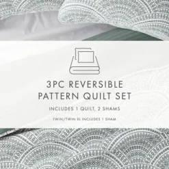 Green Scalloped Reversible 2-Pc. Twin Quilt Set-Kirkland's Home Hot