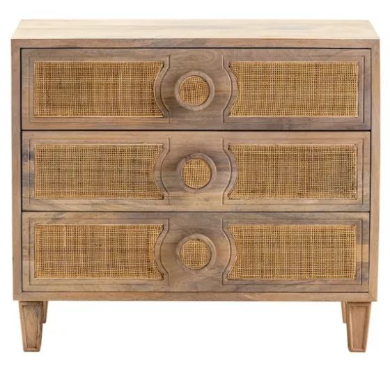 Hand Woven Cane 3-Drawer Wood Chest-Kirkland's Home Fashion