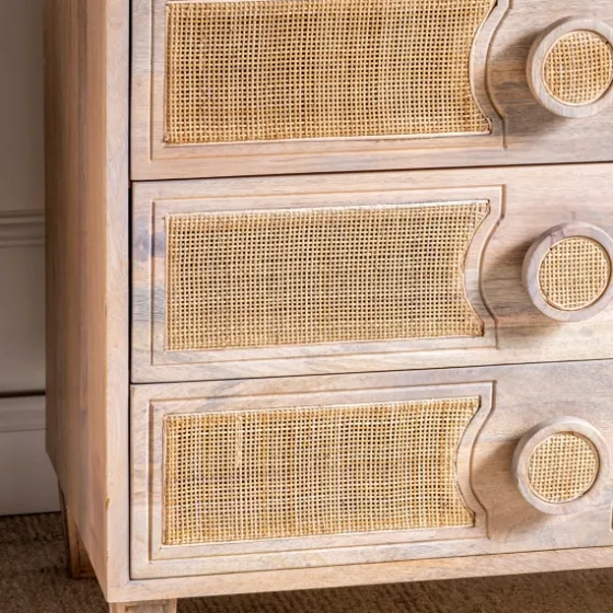 Hand Woven Cane 3-Drawer Wood Chest-Kirkland's Home Fashion